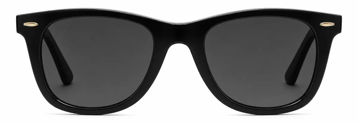 Black wayfarer sunglasses with Bride ♥ engraved low on the right lens