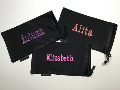 GLITTER MICROFIBER POUCHES Personalized with a Name. Super soft pouches. Washable, for cosmetics, cell phone.