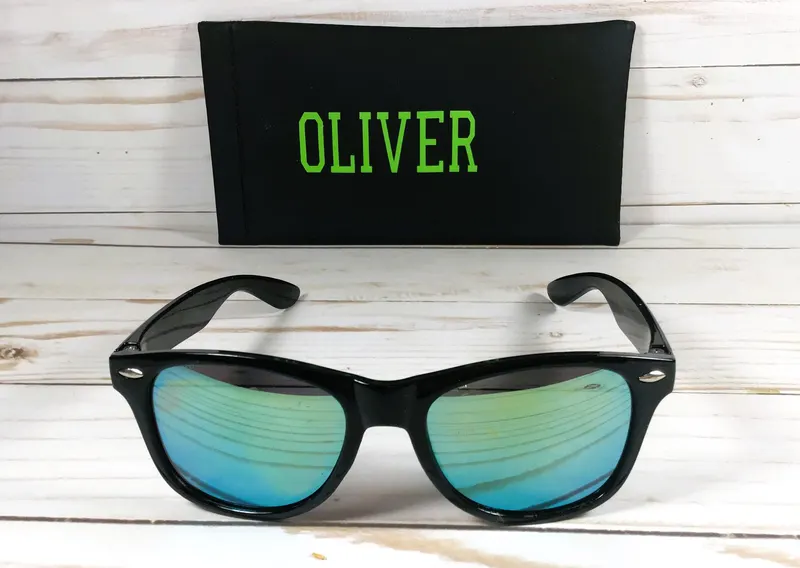 Personalized Kids Sunglasses: Engraved Wayfarer Style, Mirror Lens