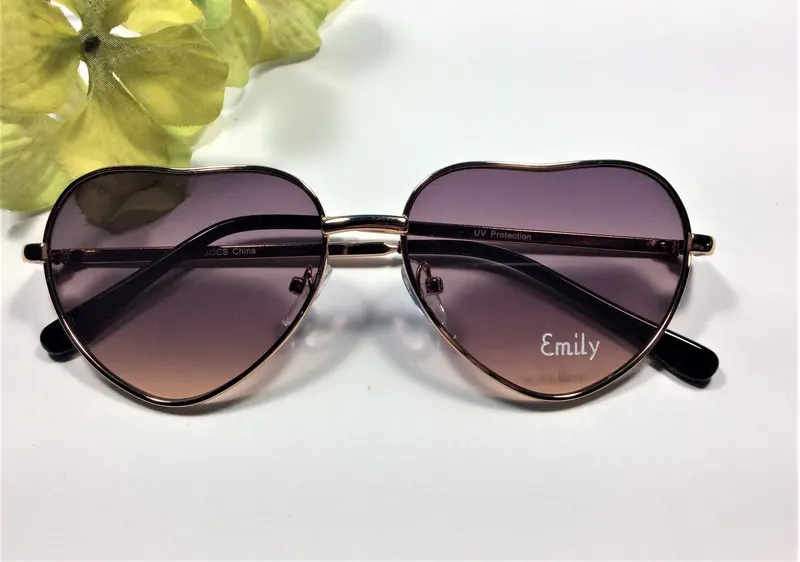Personalized Heart Sunglasses: Engraved Metal Frame, Kids Age 1-5