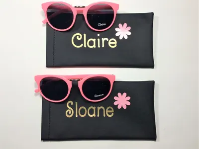 Personalized Girls Sunglasses with Engraved Name & Case: Flower Girl Gift