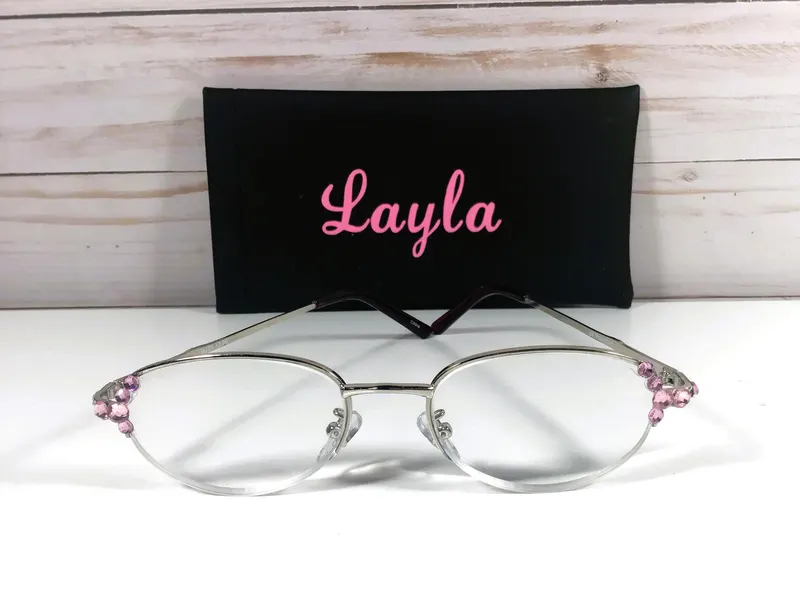 SPARKLING PINK Swarovski Crystals on Rimless Readers for your pleasure. Enjoy every time you wear them. Free Case with a