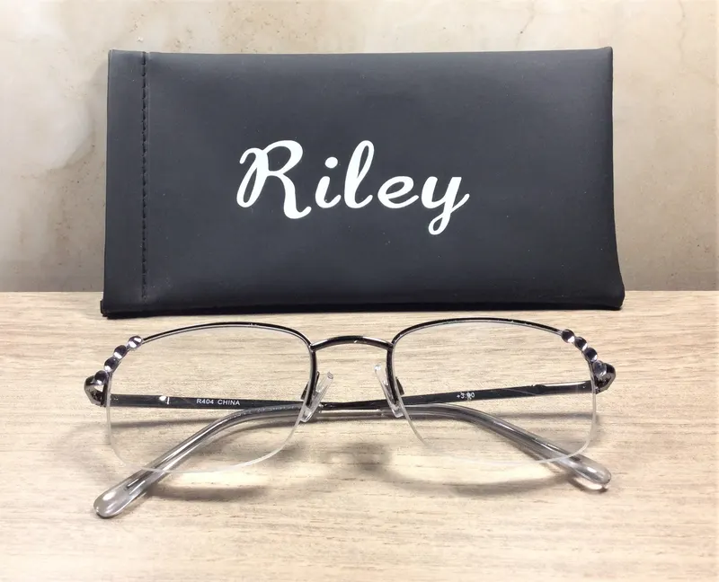 RIMLESS READERS Embellished with Genuine Black Crystals. Simple, but elegant. Wear every day. FREE Faux Leather Case Per