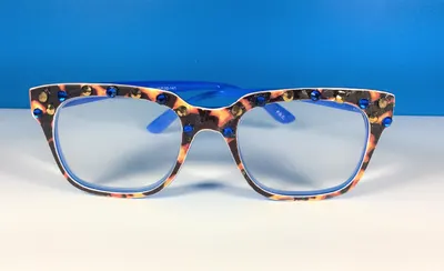 Look Fabulous in your New Readers. Camo print frame with Genuine Crystals of Blue and Gold. Free Case with your Name. +3