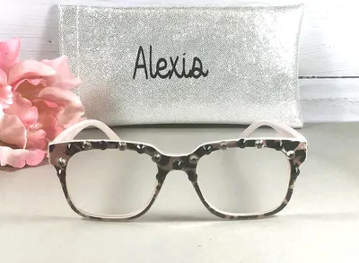 Crystal Embellished Leopard Print Readers with Personalized Case (+1.50)