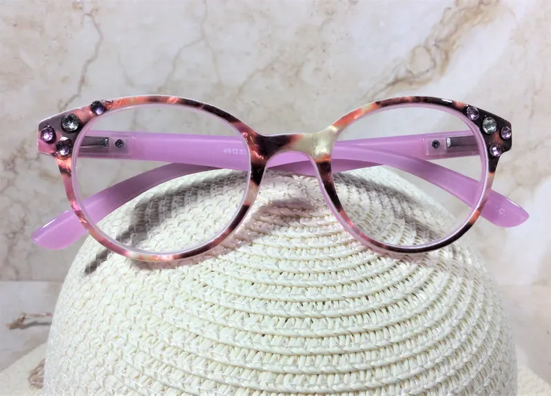 GENUINE PINK CRYSTALS really sparkle on this Quality Reader. Give as a gift for Mom, a special event, Christmas. Free Ca
