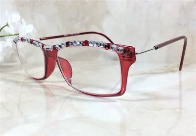 Red Frame Readers with Genuine Swarovski Crystals. +1.25 Personalized Cases with a Name.