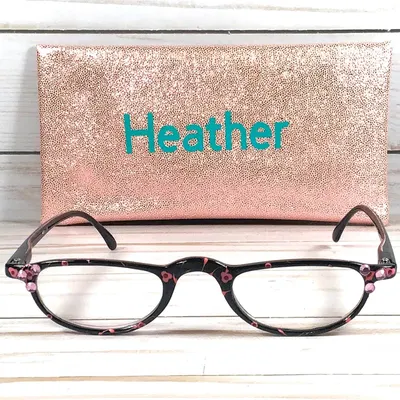 Half Moon Reading Glasses with Flower Print and Crystals (1.25 Strength)