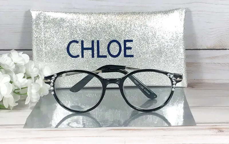 CLASSIC ROUND READERS. Personalized Glitter Case with a Name. +1.50