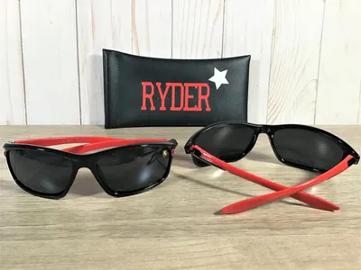 Boys Sport Sunglasses with Ferrari Logo, Personalized Name Case