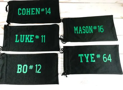 Personalized Black Microfiber Pouch: Custom Name & Image