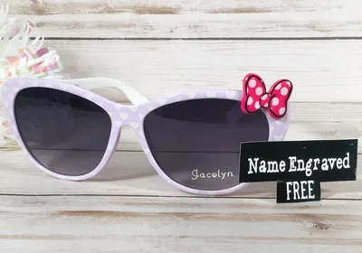 Personalized Kids Sunglasses: Engraved Name, Bow Accent, Party Favor