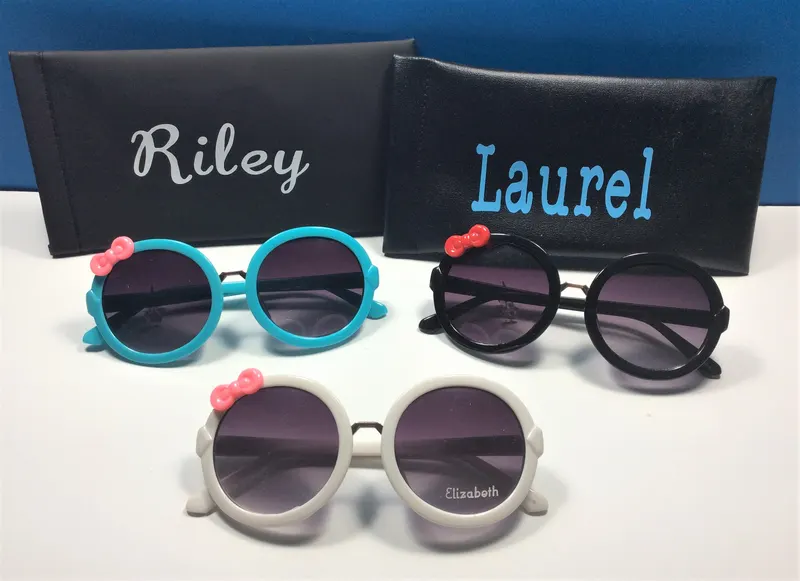 FREE ENGRAVING on Girl's Round Sunglasses with a Bow! How adorable is this sunglass?