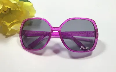 GIRLS PERSONALIZED SUNGLASSES Engraved with a Name. Glitter embedded in the frame plus rhinestones.