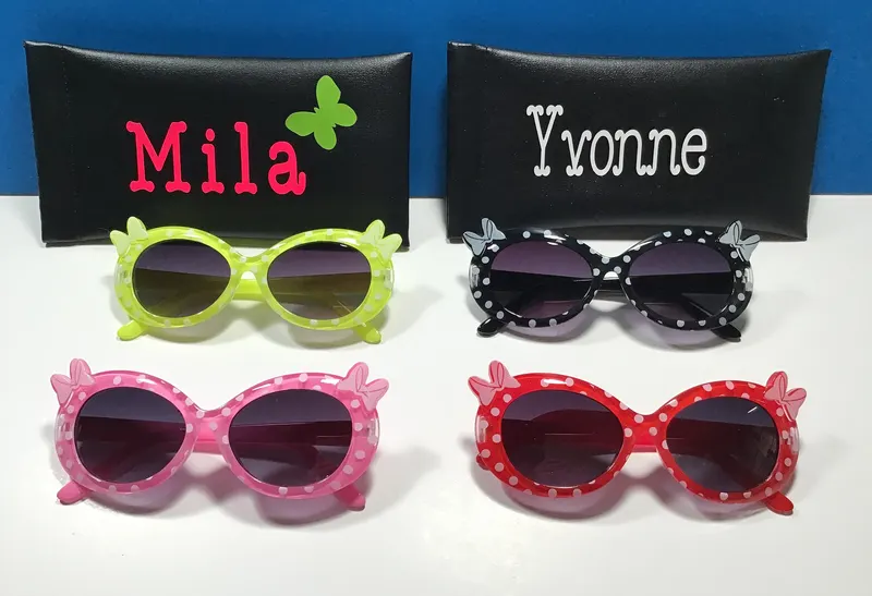 Girls Personalized Polka Dot Sunglasses with Bows - Engraved Name