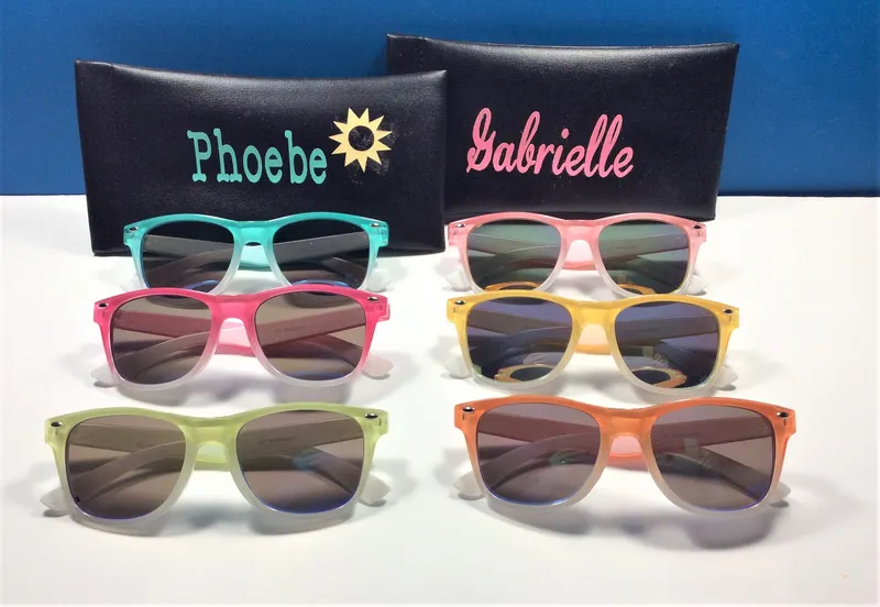 Personalized Two-Tone Wayfarer Sunglasses, Engraved Mirror Lens, Birthday Gift