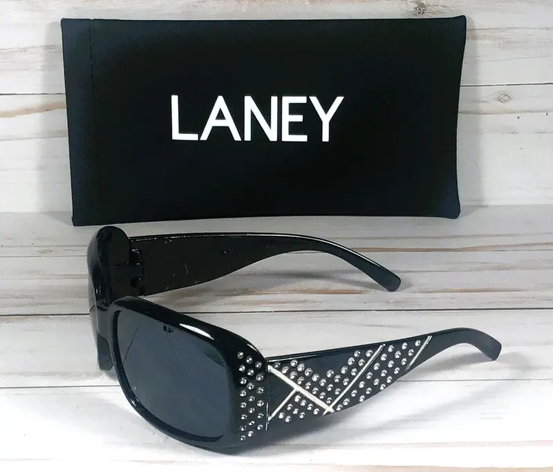 Personalized Girls Sunglasses with Rhinestones: Engraved Name, Faux Leather Case