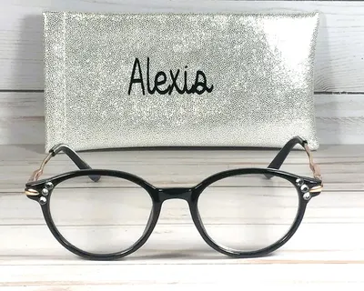 Black Reader Glasses +1.25 with Swarovski Crystals & Glitter Case