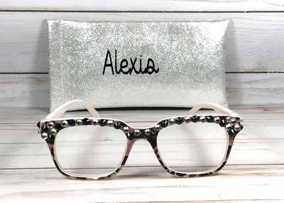 Personalized Swarovski Crystal Reading Glasses +1.00 Strength (Faux Leather Case)